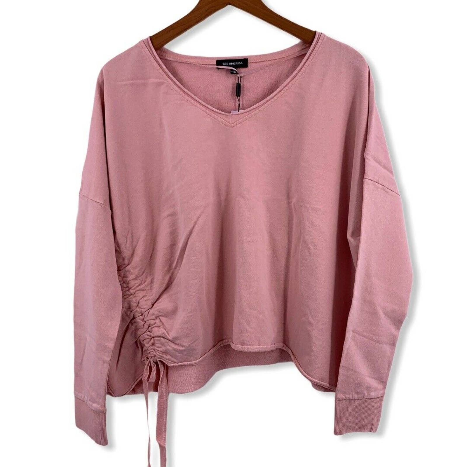 525 America Pink Oversized Crop Sweatshirt Med New